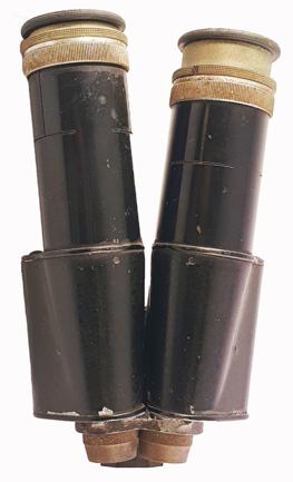 A black binoculars with a brown cap
Description automatically generated