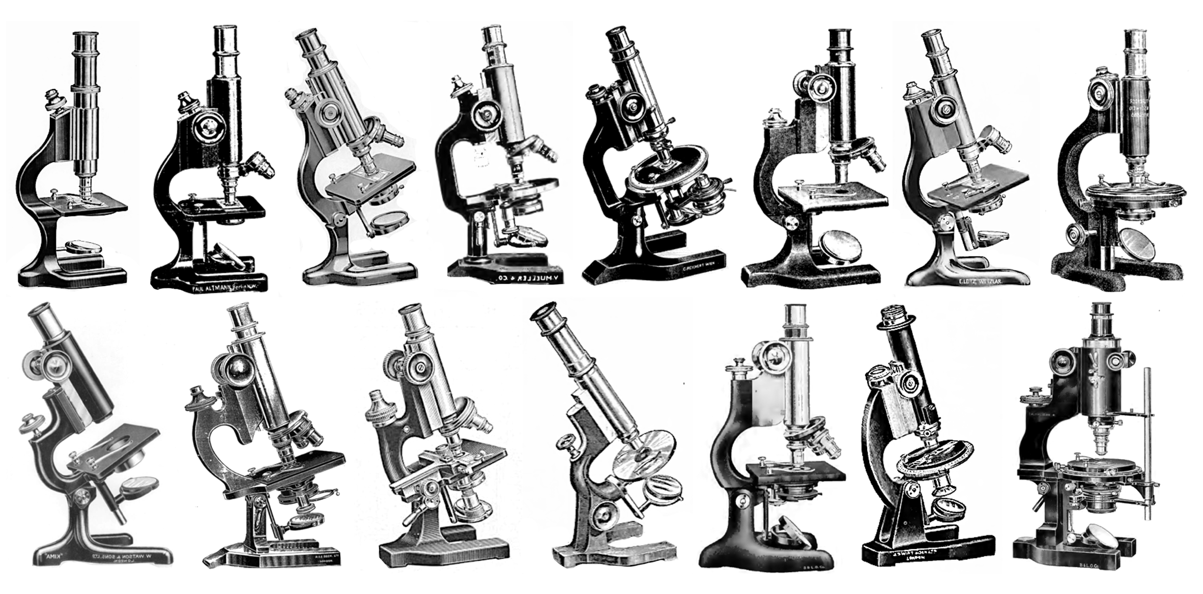 Collection of antique microscopes and other scientific instruments