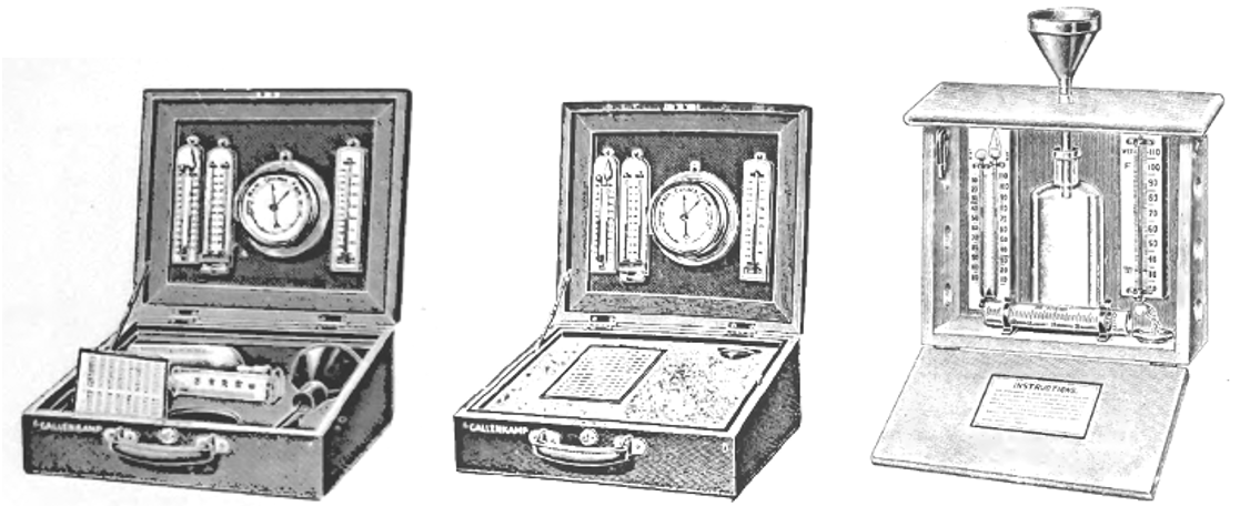 A black and white image of a case with a clock and a ...