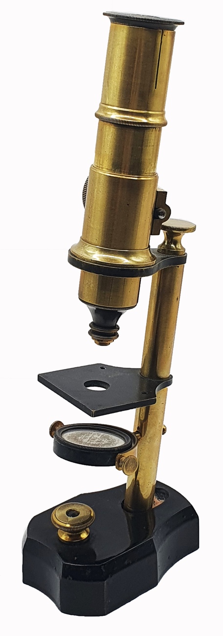 A gold and black microscopeDescription automatically generated